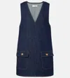 Frame The Pinafore Paneled Denim Mini Dress In Blue