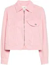 FRAME PINK HEART CROPPED DENIM JACKET
