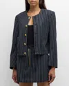 Frame Button Front Jacket In Dark Navy Multi In Dark Navy Multi
