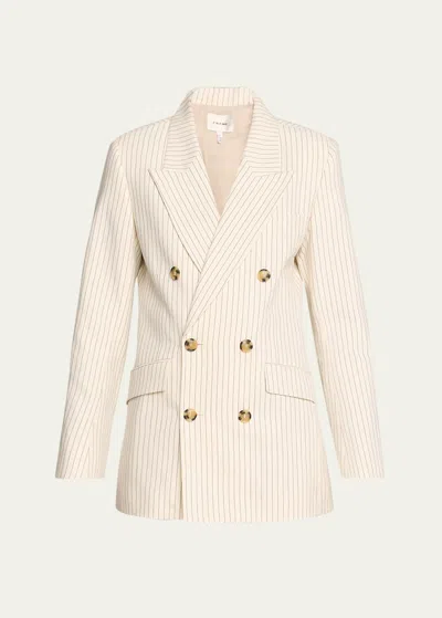 FRAME PINSTRIPE DOUBLE-BREASTED BLAZER