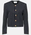 Frame Button Front Jacket In Dark Navy Multi In Blue