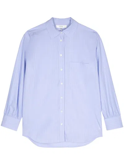 Frame Pinstripe Poplin Shirt In Blue
