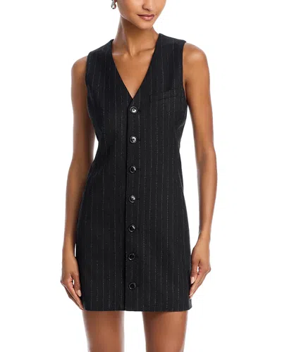 Frame Metallic Pinstriped Woven Mini Dress In Gray