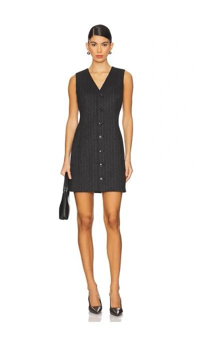 Frame Pinstripe Suiting Dress In Grey Lurex