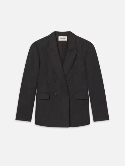 Frame Pinstripe Wool Blazer In Gray