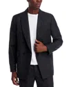 Frame Pinstripe Wool Blend Double Breasted Blazer In Black