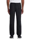 Frame Pinstriped Wool Blend Wide Leg Trousers In Blue