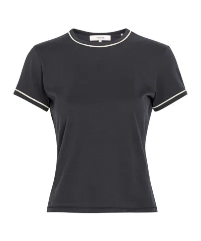 Frame Pipe-trim Cotton T-shirt In Black