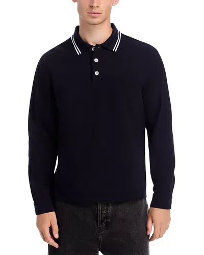 Frame Pique Regular Fit Long Sleeve Polo Shirt In Black