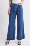 Frame Super Drape High Rise Drawstring Wide Leg Jeans In Ghost In Ghost