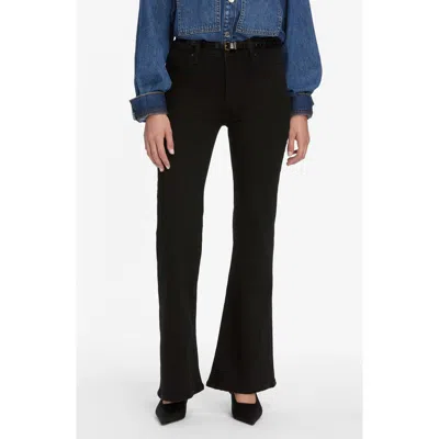 Frame Pixie Icon High Waist Flare Jeans In Black