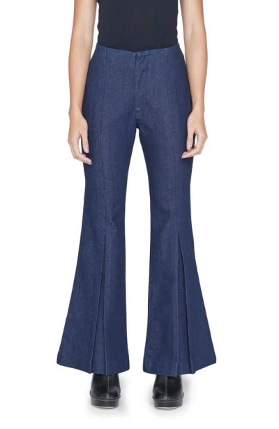FRAME PIXIE PLEATED FLARE DENIM TROUSERS