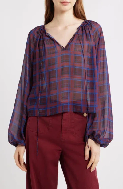 Frame Plaid Balloon Top In Multi