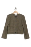 Frame Plaid Collarless Jacket In Multi