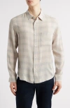Frame Regular Fit Plaid Shirt In Cream Plaid