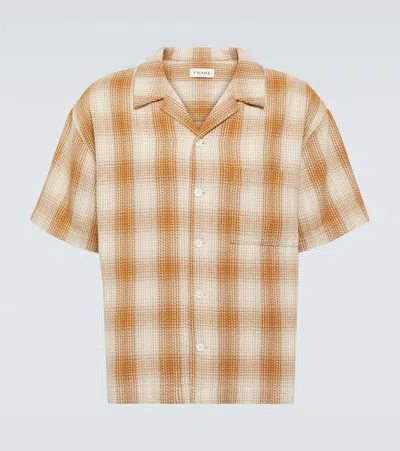 Frame Plaid Cotton Shirt In Rust Plaid 