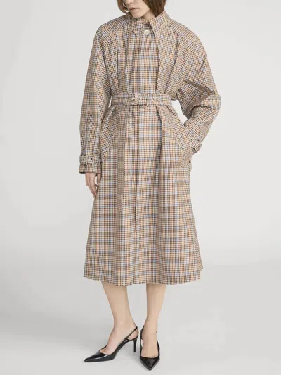 Frame Plaid Mac Coat In Mocha Check In Brown