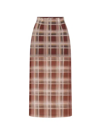 Frame Plaid Organza Maxi Skirt In Multi