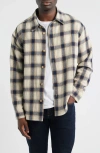 Frame Checked Cotton-blend Flannel Overshirt In Gray