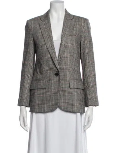 Pre-owned Frame Plaid Print Blazer In Black