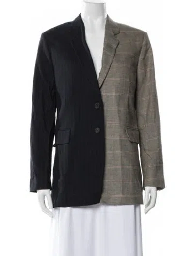 Pre-owned Frame Plaid Print Blazer In Blue
