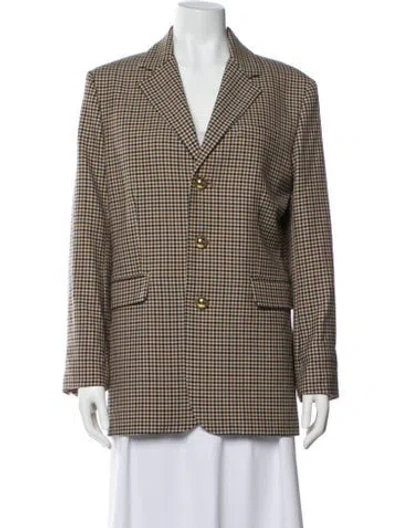 Pre-owned Frame Plaid Print Blazer In Brown