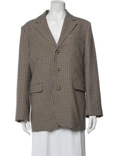 Pre-owned Frame Plaid Print Blazer In Brown
