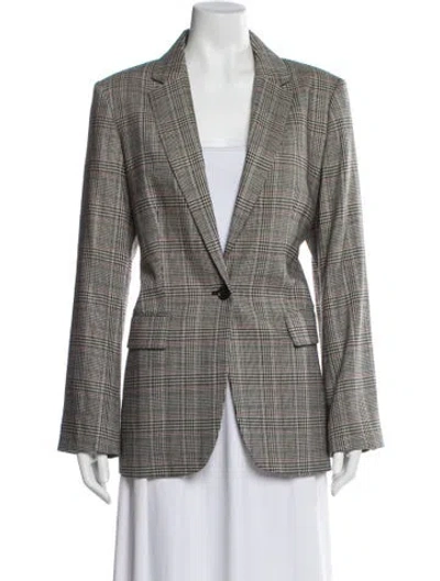 Pre-owned Frame Plaid Print Blazer In Gray