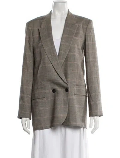 Pre-owned Frame Plaid Print Blazer In Gray