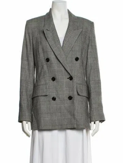 Pre-owned Frame Plaid Print Blazer In Gray