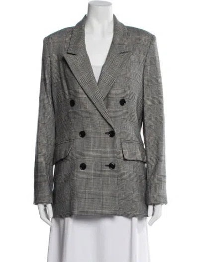 Pre-owned Frame Plaid Print Blazer In Gray