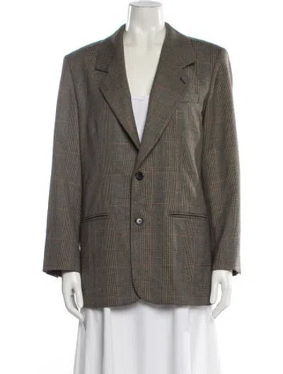 Pre-owned Frame Plaid Print Blazer In Green