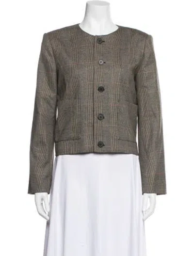 Pre-owned Frame Plaid Print Blazer In Green