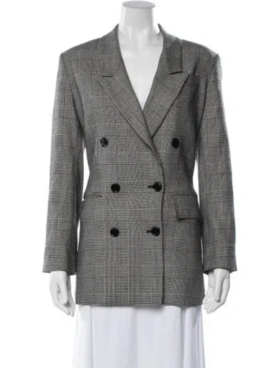 Pre-owned Frame Plaid Print Blazer In Grey