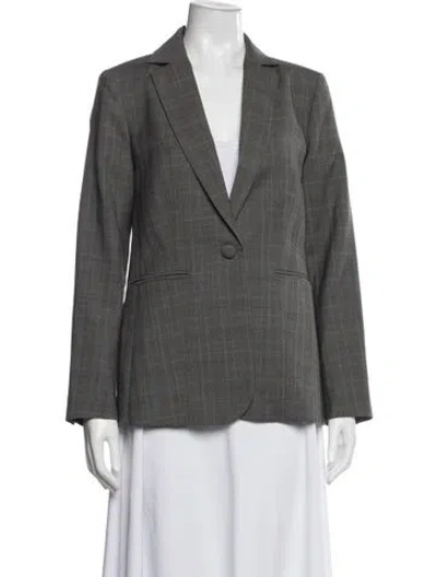 Pre-owned Frame Plaid Print Blazer In Grey