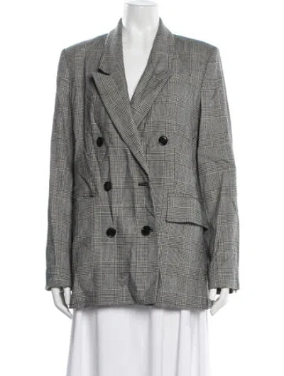 Pre-owned Frame Plaid Print Blazer In Grey