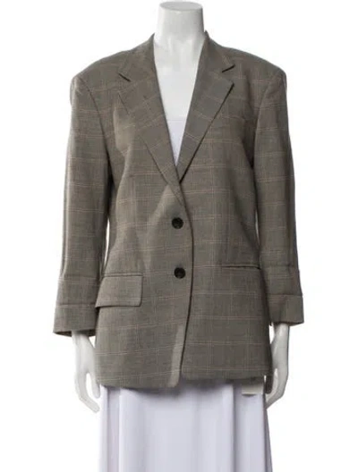 Pre-owned Frame Plaid Print Blazer In Neutral