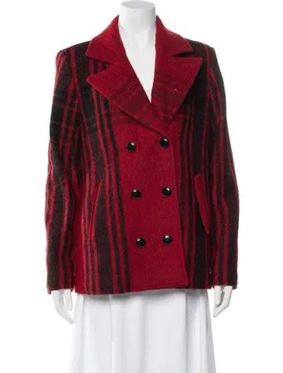 Pre-owned Frame Plaid Print Blazer In Red