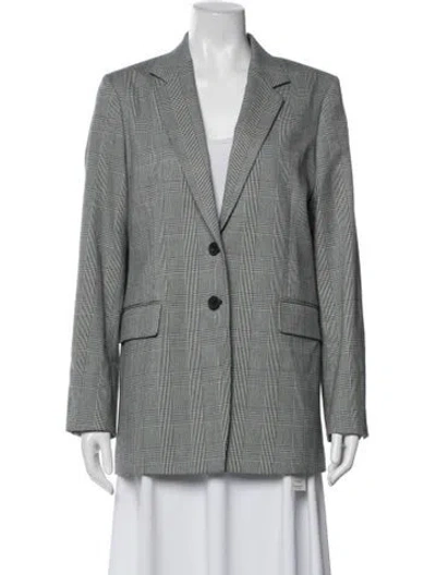 Pre-owned Frame Plaid Print Blazer In White