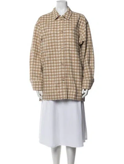 Pre-owned Frame Plaid Print Coat In Brown