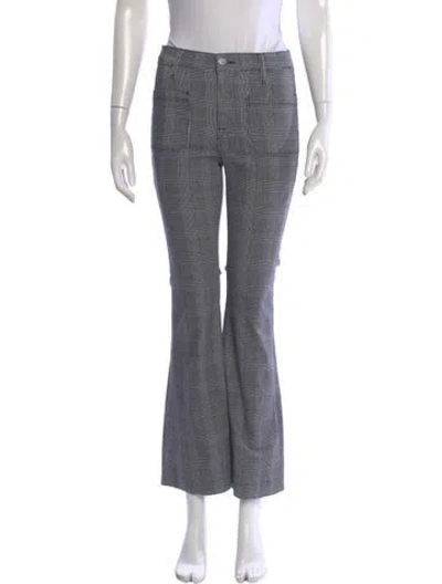 Pre-owned Frame Plaid Print Flared Pants In Gray
