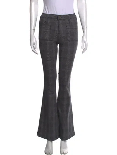 Pre-owned Frame Plaid Print Flared Pants In Gray