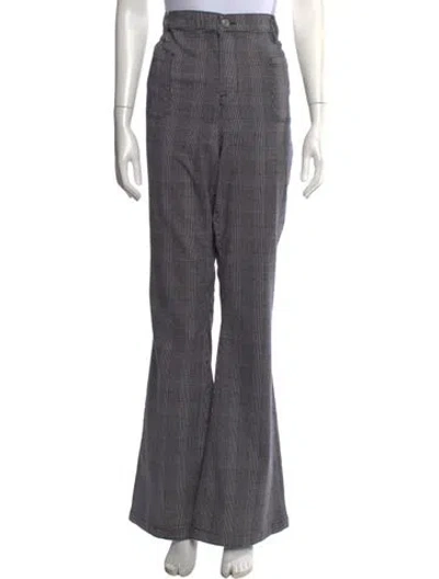 Pre-owned Frame Plaid Print Flared Pants In Grey