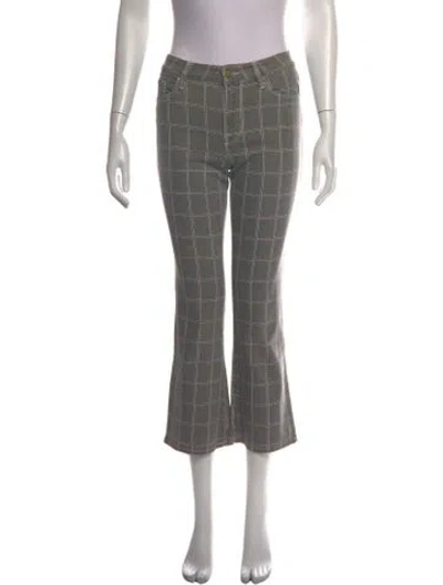 Pre-owned Frame Plaid Print Flared Pants In Grey