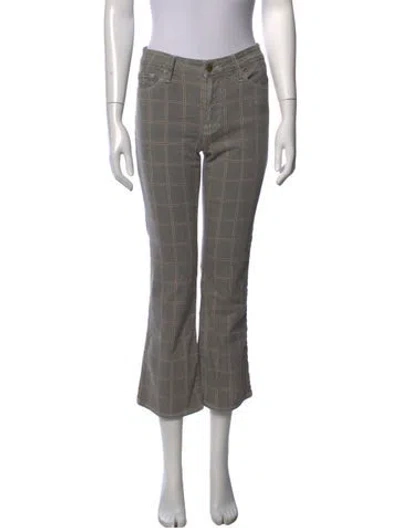 Pre-owned Frame Plaid Print Flared Pants In Grey