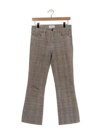 Pre-owned Frame Plaid Print Flared Pants In Grey