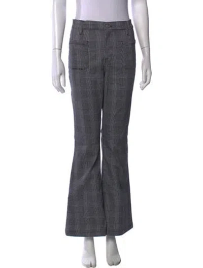 Pre-owned Frame Plaid Print Flared Pants In Grey