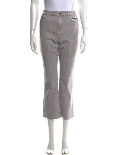 Pre-owned Frame Plaid Print Flared Pants In Neutral