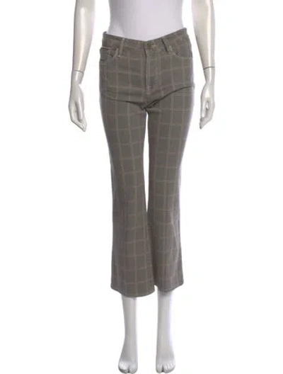 Pre-owned Frame Plaid Print Flared Pants In Neutral