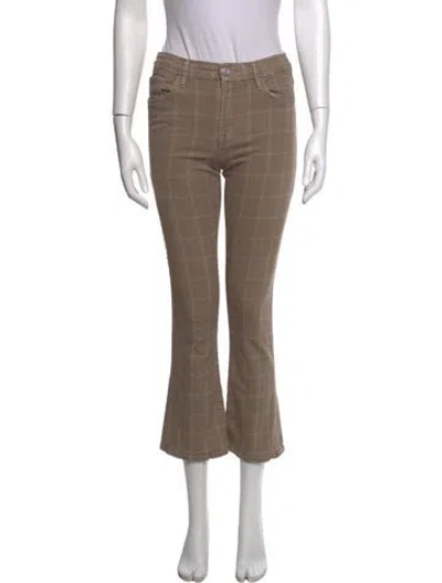 Pre-owned Frame Plaid Print Flared Pants In Neutrals